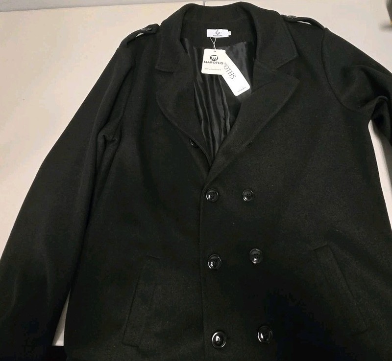 Maroths 3XL Black Button Up Trench Coat 