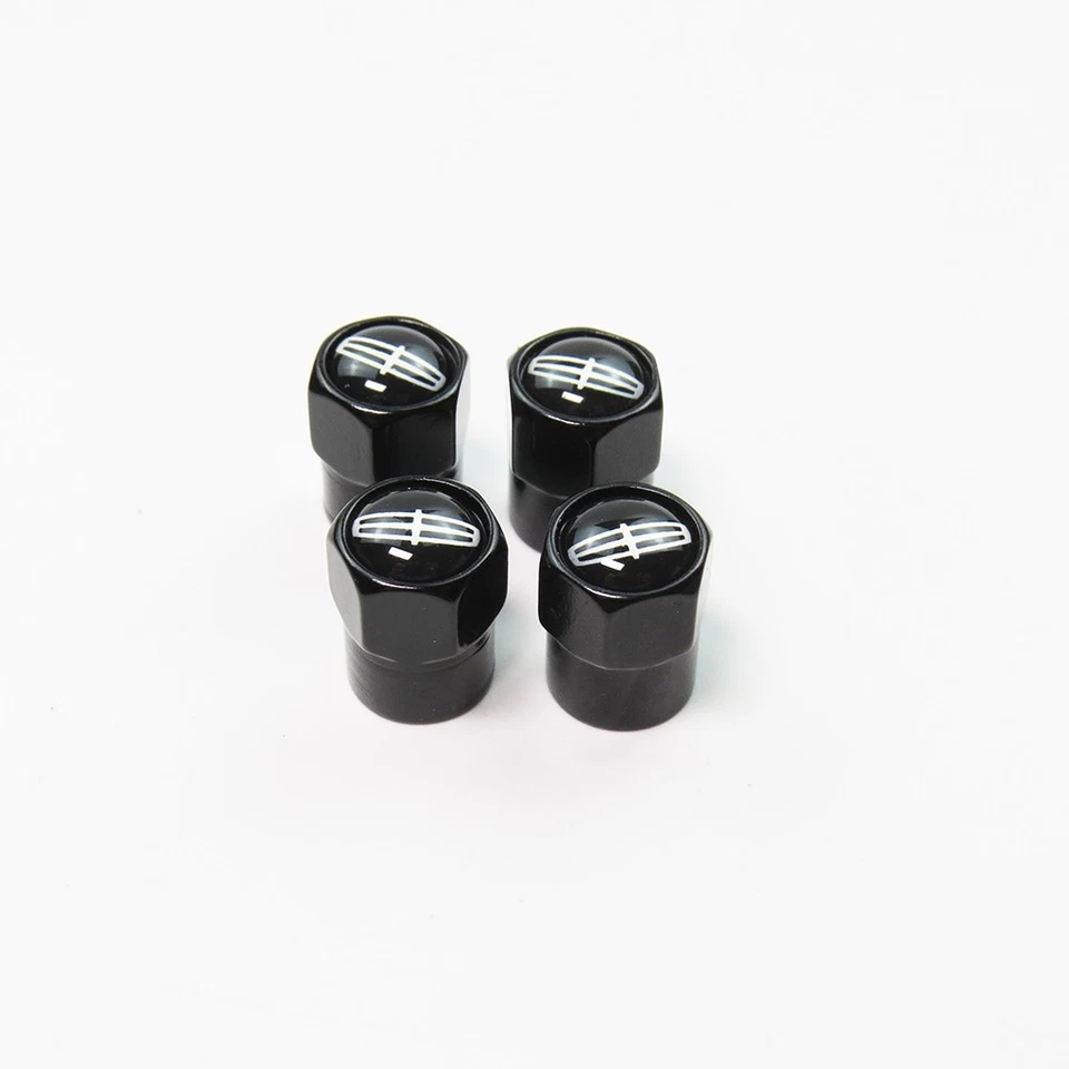 Compatible con Lincoln Juego de 4 tapas de vástago de válvula de neumático negro de aluminio anodizado Foto 2 de 4
