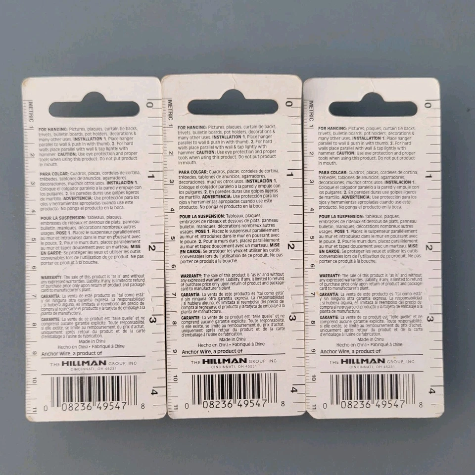 Hillman Colonial Acabado Dorado Push Pin Colgadores Anclaje Alambre 122210 Lote de 3 Foto 2 de 4