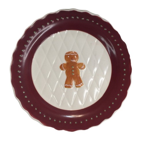 Bonnie Lynn Gingerbread Man Pottery 7.5" Snack Plate Holiday Vintage Christmas
