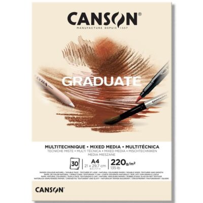Graduate Mixed Media 200gsm A4 Paper Double Sided Grained and Smooth Pad Glue...