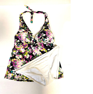 NEW 2pc Assets Spanx Tankini Top S; Xhilaration White Bikini S Swimwear #045