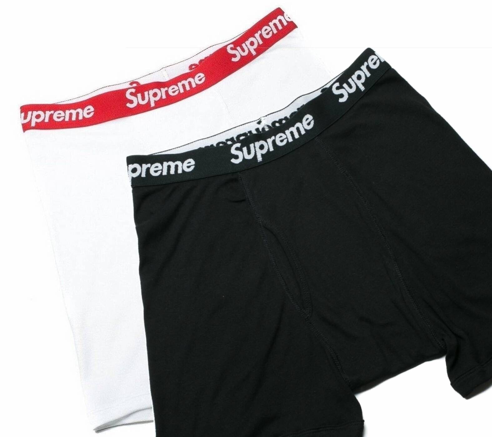 Supreme / Hanes Black & White Boxer Briefs Underwear (2 Pack) LARGE / L 36-38