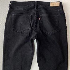 Ladies Levis BOLD CURVE SKINNY Low Rise Black Faded Jeans Size 10 W28 L32 (466B)