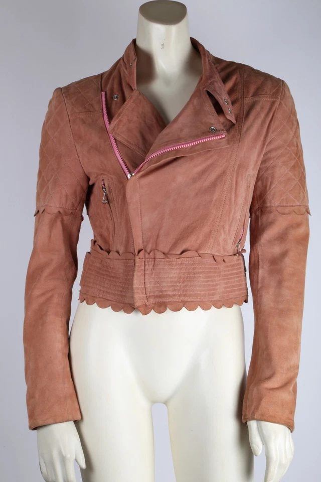 Jaqueta LUELLA para Target Ferrugem Laranja Camurça Acabamento Vieira Moto Crop Tamanho M - Imagem 2 de 4