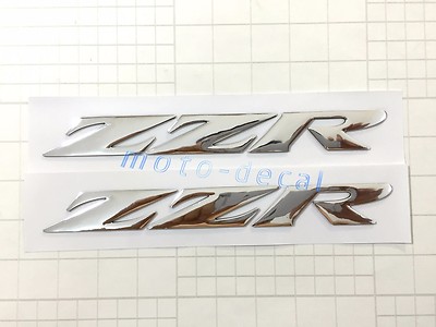Raised 3D Chrome For ZZR 1400 1200 Emblem Silver Decals Tank