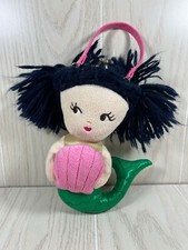 Gymboree small plush mermaid coin purse green tail black hair pink shell