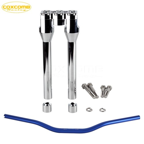 1-1/8" Blue Handlebar w/ 12" + 1" Handlebar Riser Kit For Sportster XL883L 1200 - Foto 12 di 13