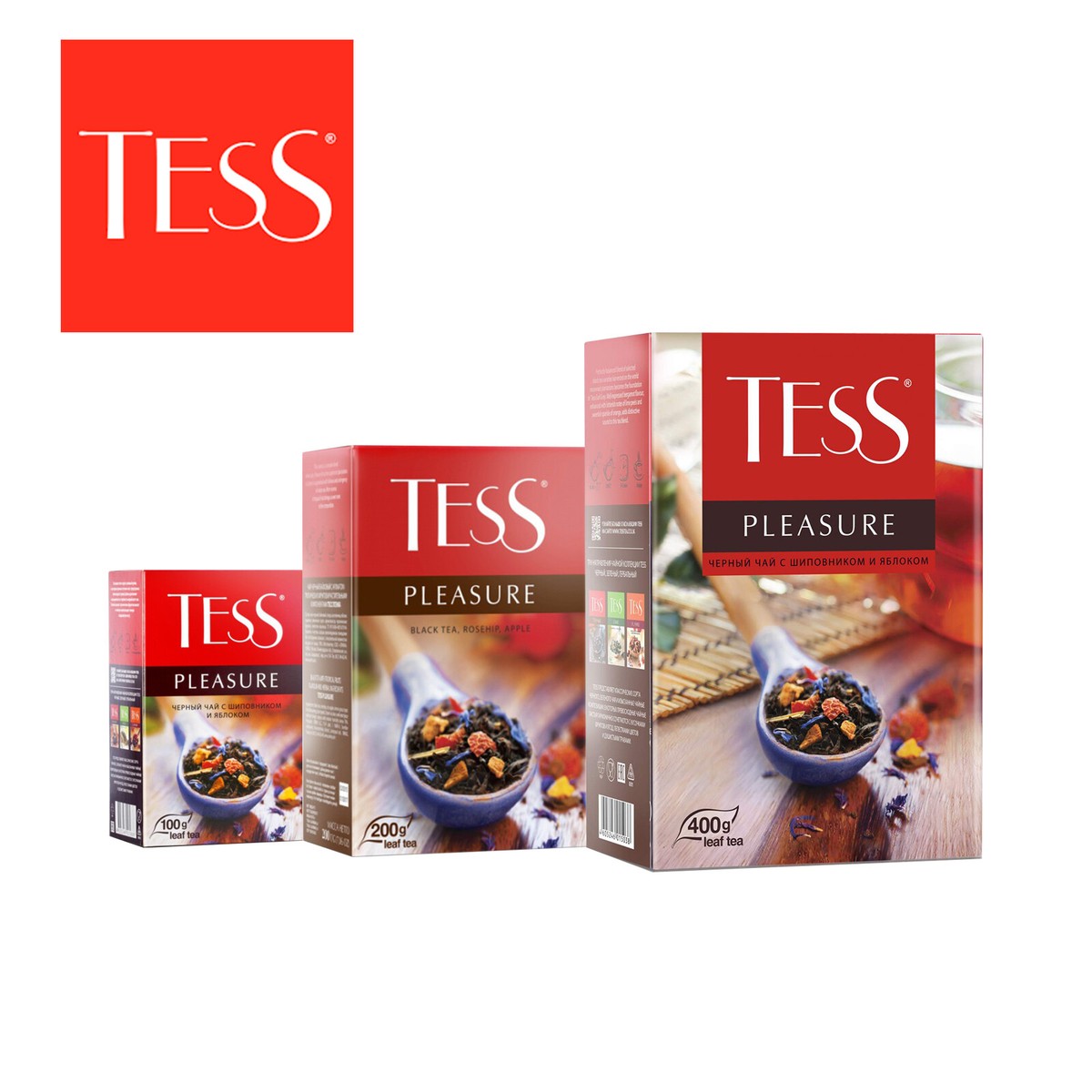 TESS PLEASURE TEA BLACK Loose Leaf Russian Tea with APPLE ROSEHIP