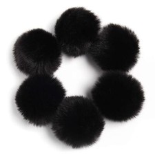 Black Pom Poms for Crafts Fluffy Faux Fur Pom Pom Balls Small Black Pompoms w...