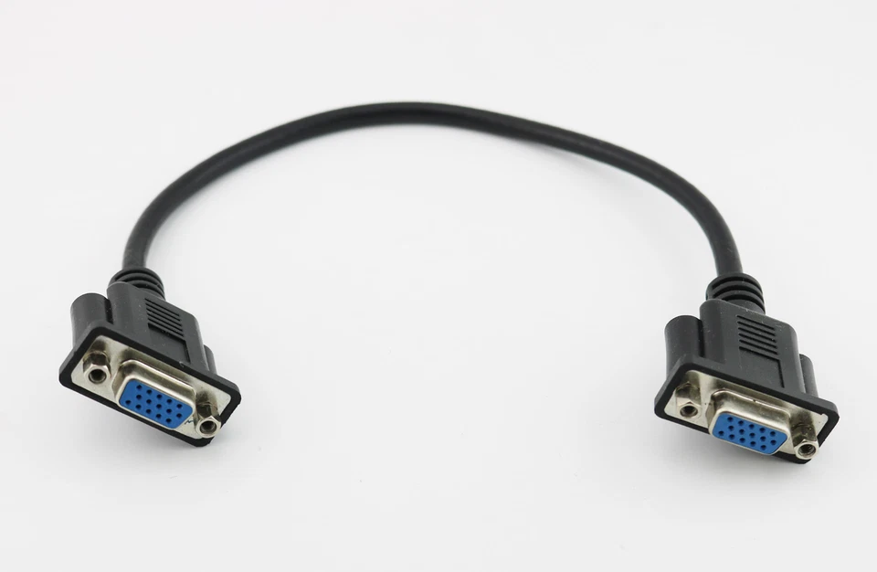 1x VGA 15 Pin Female to Female Plug Computer Monitor Cable Wire Cord 1FT Black - Image 4 of 4