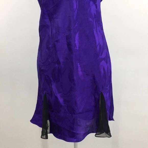 UNDERCOVER Victoria's Secret abito slip donna medio vintage viola nero raso camicia da notte