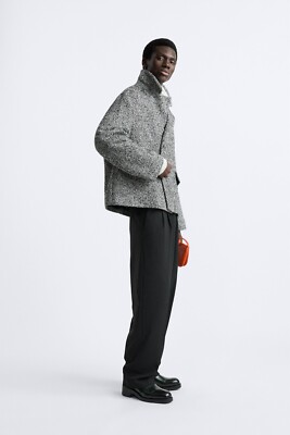 Herringbone Coat Zara Grey Masculine Coat Zara Men's Herringbone