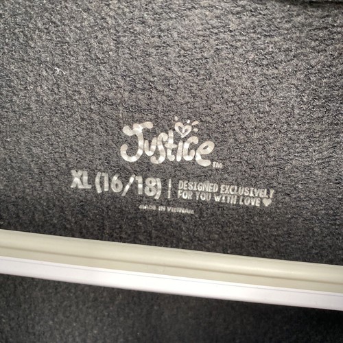 Justice Girl's Live Love Pullover Hoodie Long Sleeve Solid Black Size XL 16/18 - Picture 3 of 6