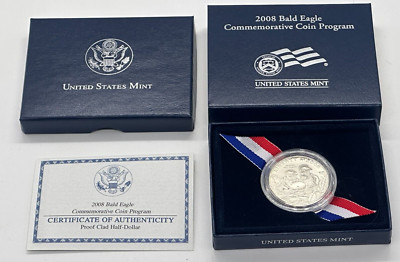 2008 U.S. Mint Proof Clad Bald Eagle Commemorative Half Dollar Coin w/ Box & COA