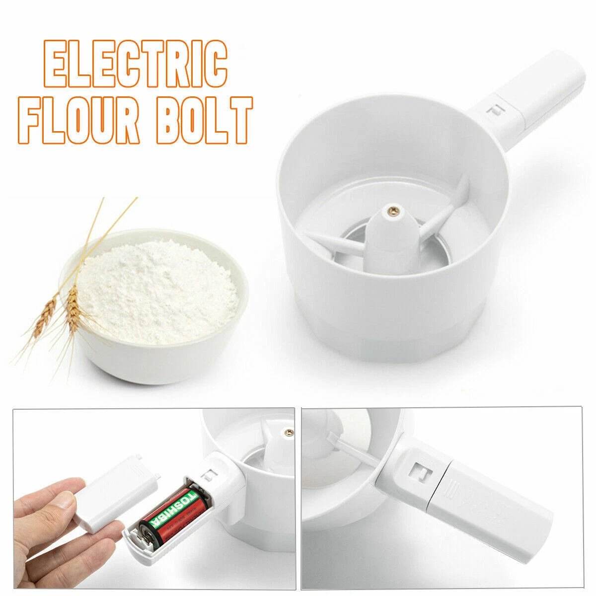 Hand-Held Electric Flour Sieve Battery Operated Sifter Shaker Baking Cook Filter