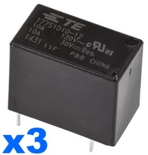 (3 pcs) T77V1D10-12 Tyco-P&B, 10A 12V SPST, General Purpose Relay