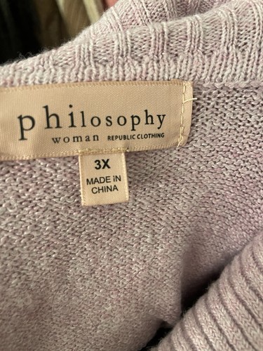 Maglione donna Philosophy viola collo cappuccio manica lunga 3XL - Foto 3 di 5