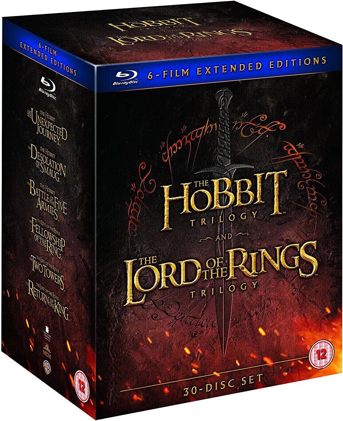 Complete Lord of the Rings & Hobbit Trilogy All 6 DVD Movies Set UK Region  2 PAL