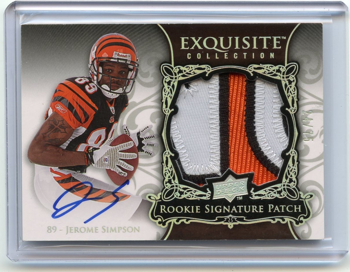 Jerome Simpson UD Exquisite Collection Rookie Signature Patch #164 Base