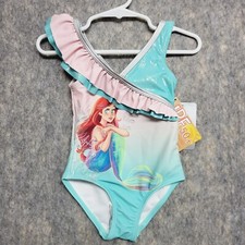 Disney Swimsuit Girls Sz 2 Ariel The Little Mermaid Colorful UPF 50 Sleeveless