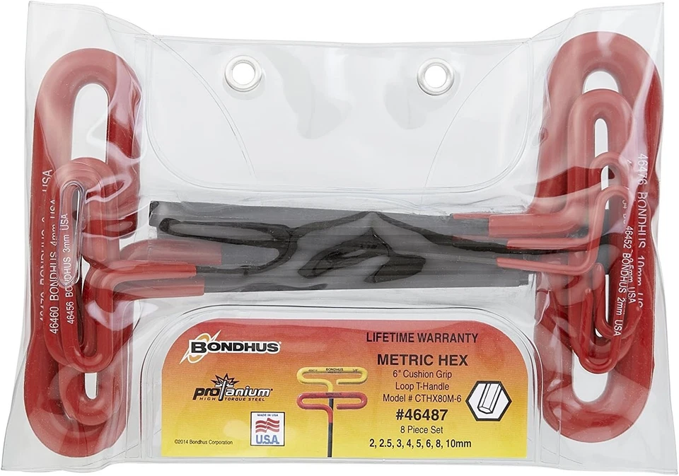 Bondhus Loop T Handle Hex Wrench Set Metric SAE Standard 3/32-3/8in 2-10mm USA - Image 3 of 4