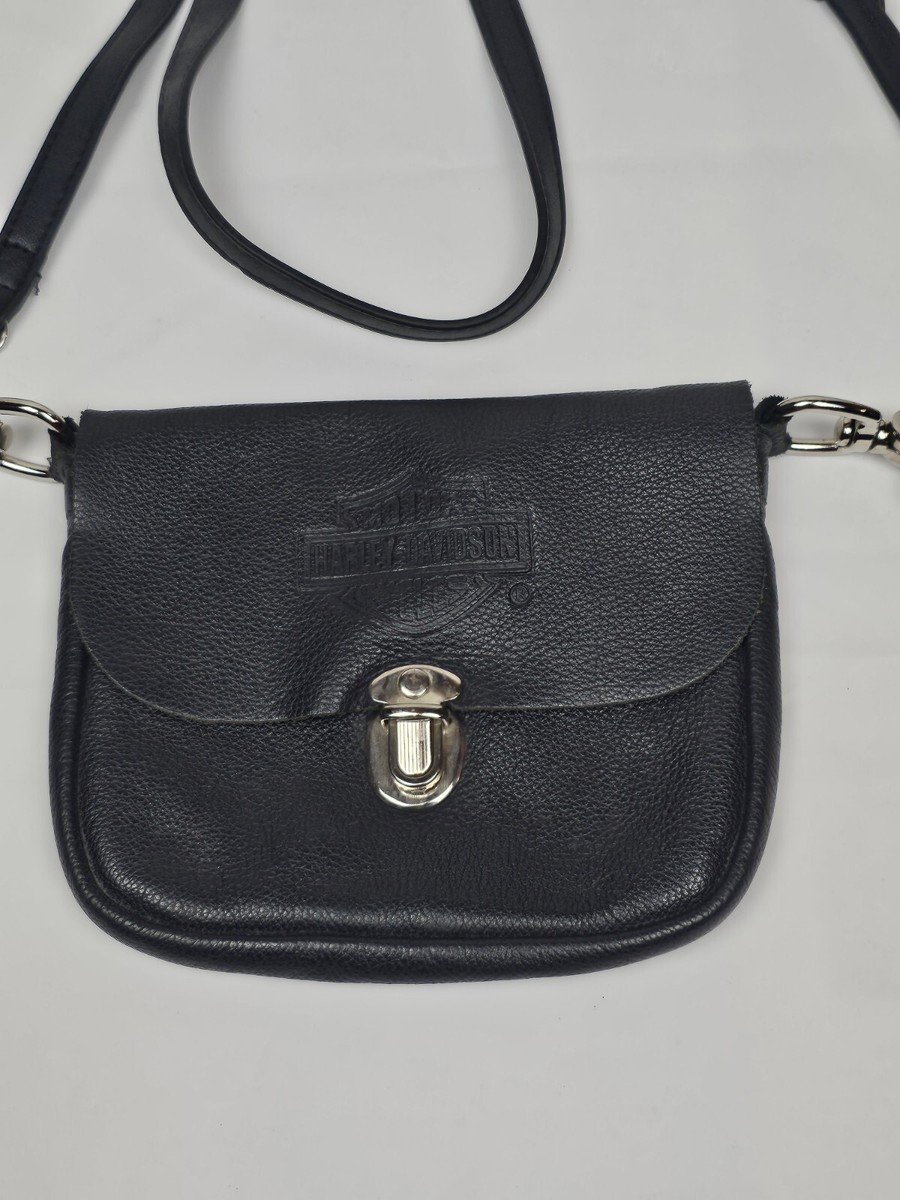 Harley Davidson Black Leather Small Pouch Crossbody Black