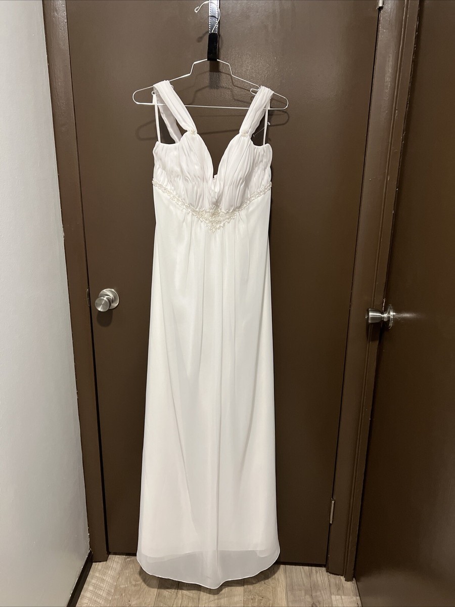 Size 10 Mia Solano MB1030 White Wedding Dress Bridal Gown Sleeves | eBay