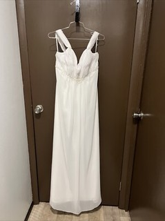 Size 10 Mia Solano MB1030 White Wedding Dress Bridal Gown Sleeves