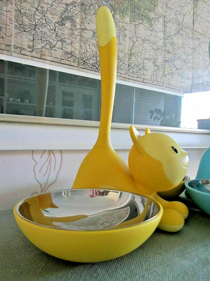 Alessi Tigrito MMI09, Gelb und Blau, 2 benutzte Fress-, Trink-, Näpfe für Katzen - Bild 2 von 4