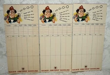 164r. VINTAGE BRIDGE 3 TALLY PADS, TEXACO FIRE CHIEF GASOLINE / ACTOR ED WYNNE