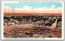Postcard Panorama Of Rawlins Lincoln Hwy U.S. 30 Aerial View Wyoming Posted 1945