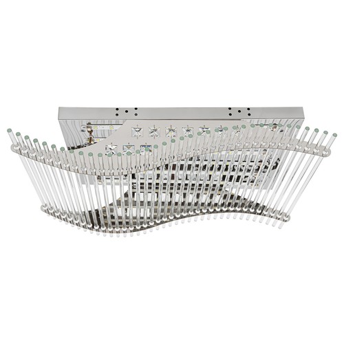 Wave Glass Crystal Chandelie LED Ceiling Light Flush Mount 7Color Remote Control - Picture 7 of 13