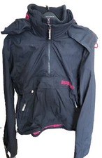 New Superdry Pop Zip Wind Cagoule Ladies Large Jacket Charcoal/punk Pink Women
