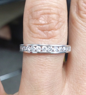 ANGEBOT! 0,50 KT NATÜRLICHER DIAMANT KANALBESATZ DAMEN VERLOBUNGSRING 14 K GOLD