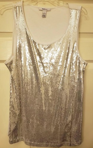 silver sequin sleeveless top