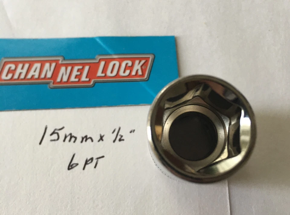 CHANNELLOCK  15 mm  x 1/2" DR  STANDARD METRIC  SOCKET  6 Pt Free USA Shipping - Image 2 of 4