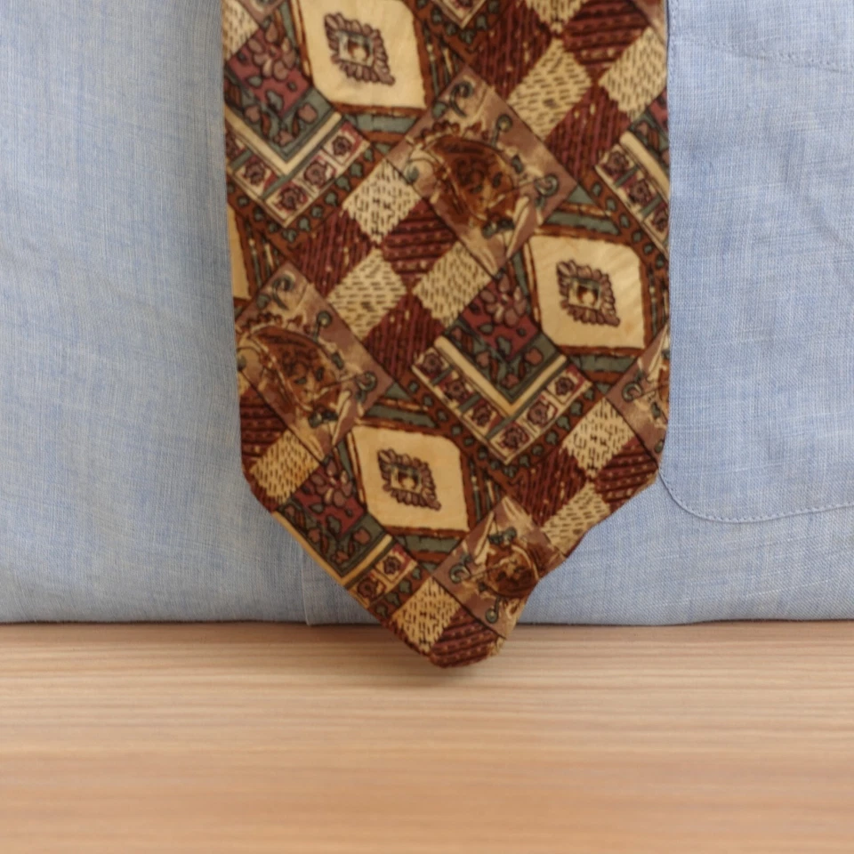 Corbata de cuello Valentino para hombre medallón artista arte seda flor retazos arte gráfico Foto 2 de 4