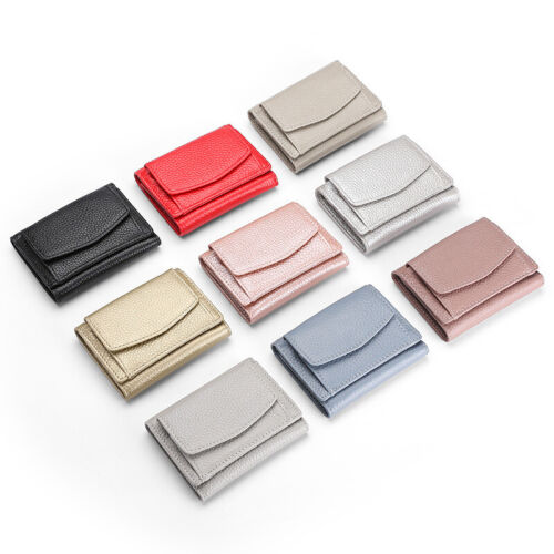 Women's PU Leather Anti-Credit Card Fraud Small Purse Folding Clutch Mini Wallet - Picture 2 of 33
