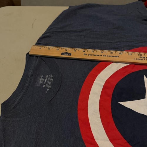 Marvel T-Shirt Men's Size 2XLT Blue Captain America Shield Logo Preowned - Picture 4 of 7