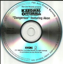 KARDINAL OFFISHALL w/ AKON Dangerous w/ CLEAN & INSTRUMENTAL PROMO DJ CD single