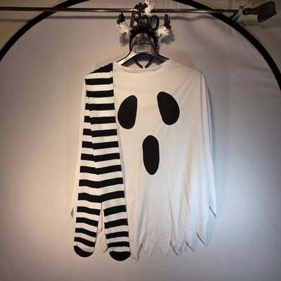 NEW Ghost Costume Womens Size Small Cape Stockings Headband Halloween Cosplay 