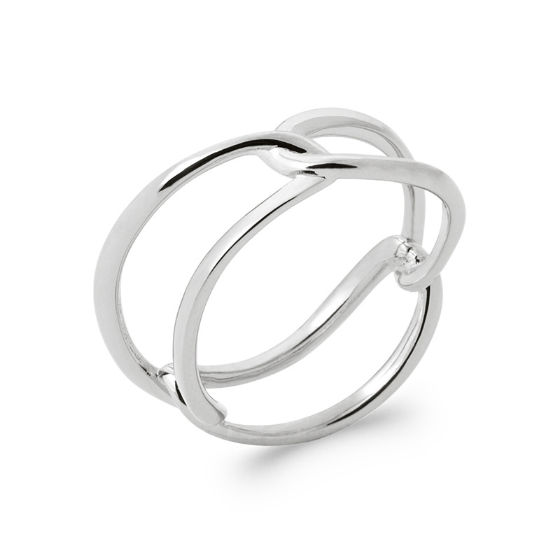 Bague entrelacés argent massif 925 de haute joaillerie en taille 54 et 56