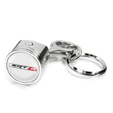 Dodge SRT-8 Logo in White Chrome Engine Piston Metal Key Chain