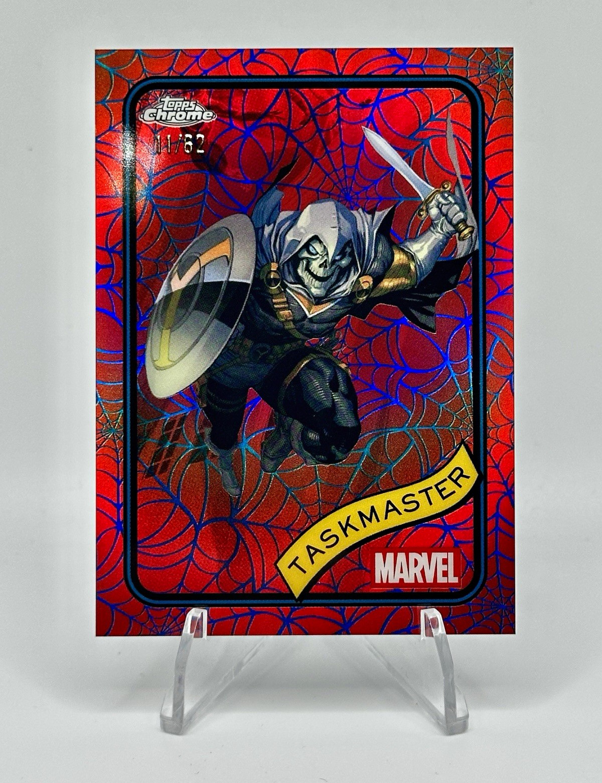 2025 Topps Chrome Marvel Taskmaster /62 Red Spider Web Refractor Card #17 SP