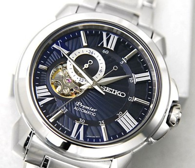 Seiko Premier SSA415J1 Open Heart Blue Dial Automatic Stainless