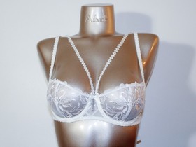 Aubade Paris Sample Encre De Chine White Lingerie Set with Jewel 34B S
