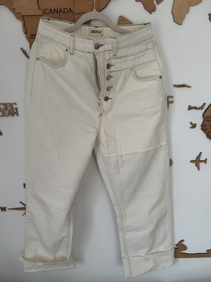   Trendige SQUALO Jeans mit Statement-Knopfleiste in Milk White  