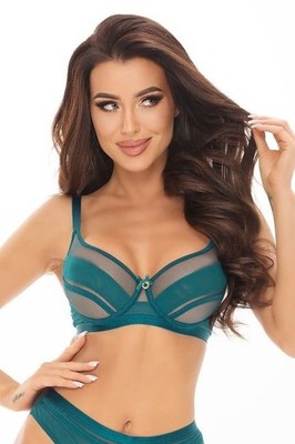 Axami Damen BH 75G | Bügel-BH aus Tüll | Flaschengrün | Dessous Lingerie Komfort