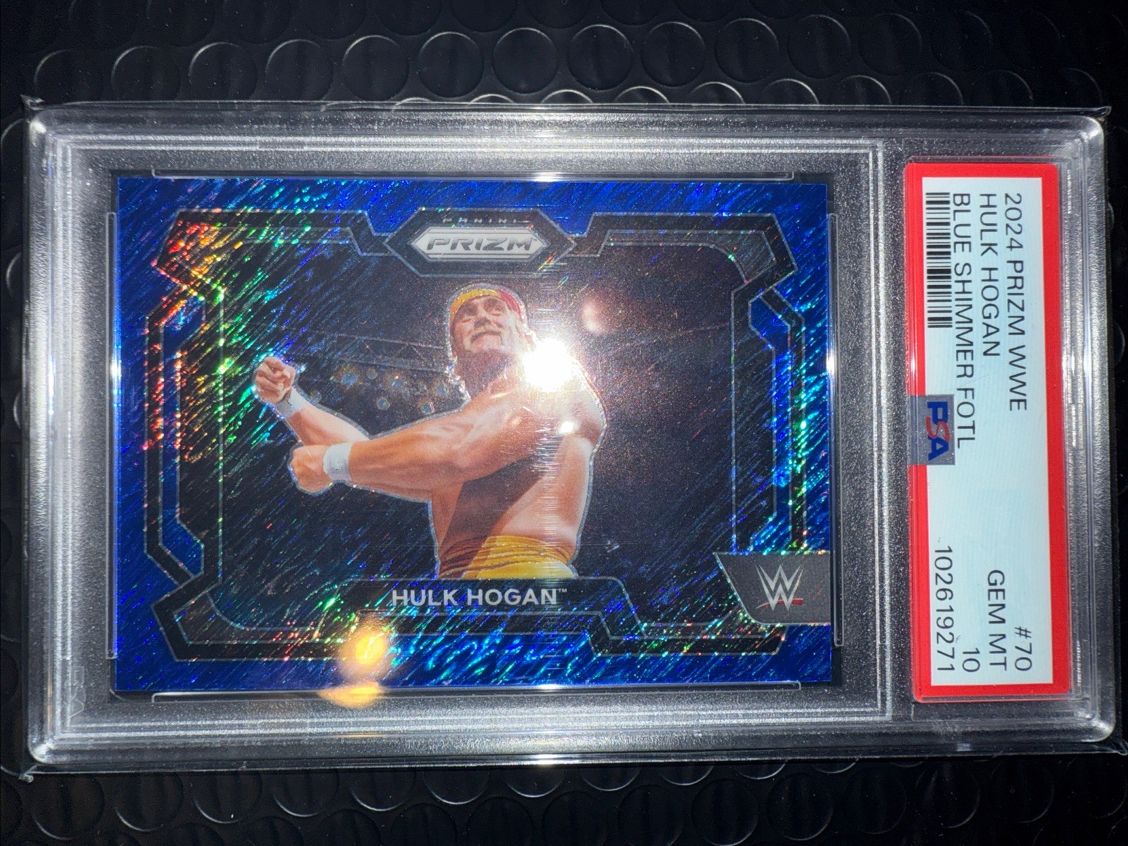 2024 WWE Prizm Hulk Hogan Blue Shimmer /11 Gem Mint 10